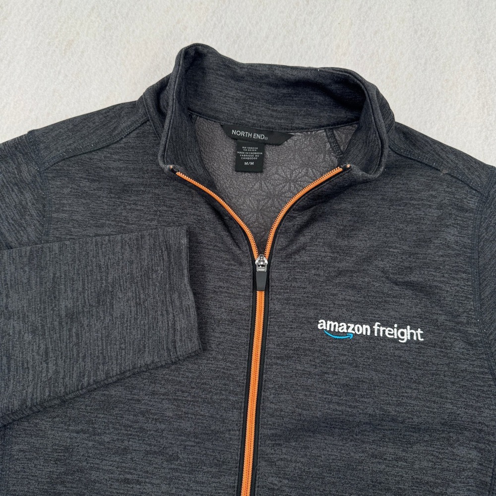 Amazon Freight Full Zip Delivery DSP Jacket Gray Heather Orange Trim Mens M